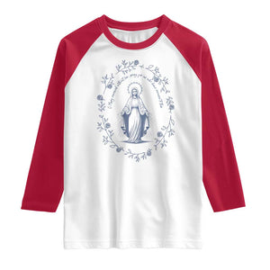 Marian Catholic Raglan Shirt Virgin Mary Catholic Floral Women Religious TS10 White Red Print Your Wear