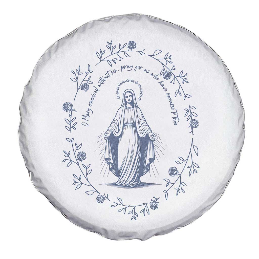 Marian Catholic Spare Tire Cover Virgin Mary Catholic Floral Women Religious TS10 Print Your Wear