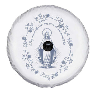 Marian Catholic Spare Tire Cover Virgin Mary Catholic Floral Women Religious TS10 Print Your Wear