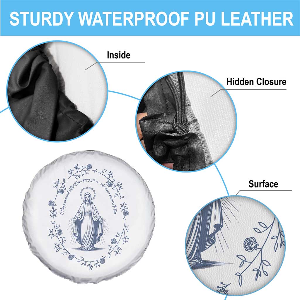 Marian Catholic Spare Tire Cover Virgin Mary Catholic Floral Women Religious TS10 Print Your Wear