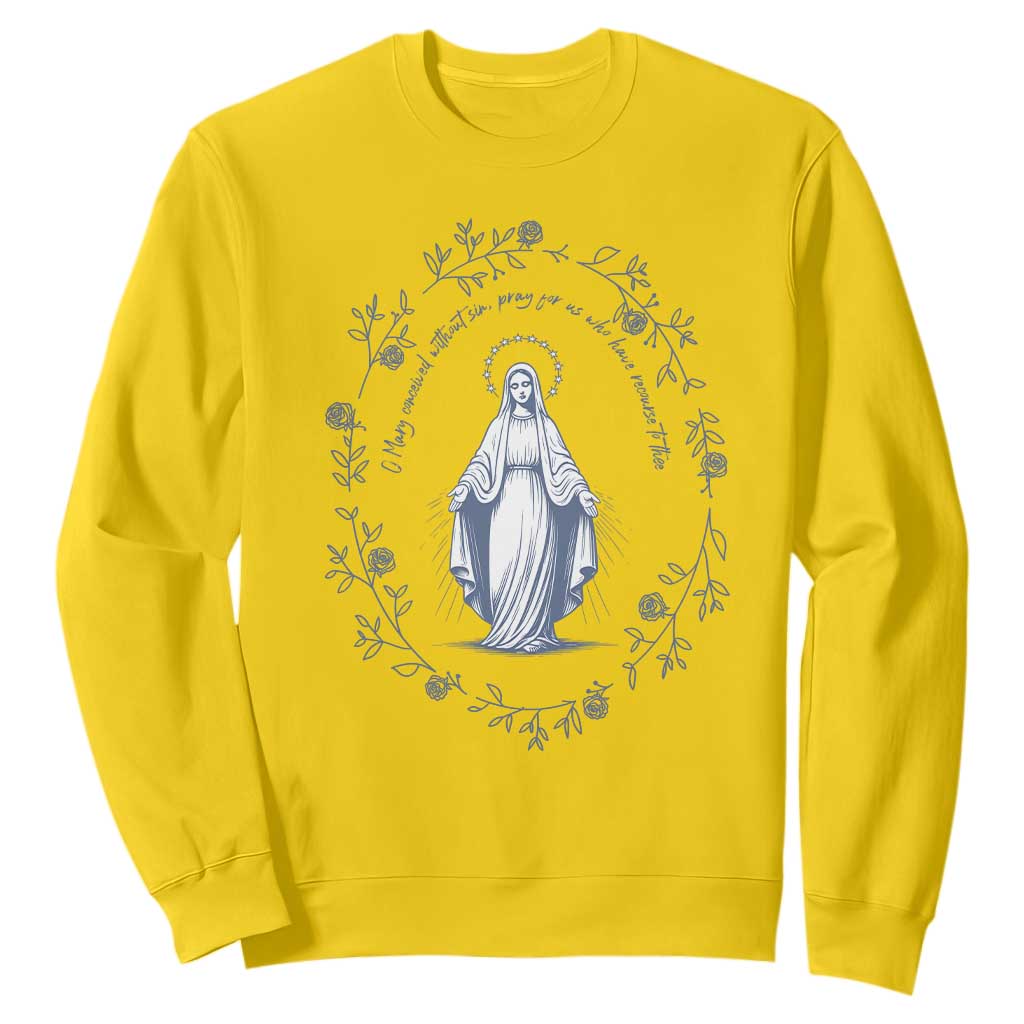 Marian Catholic Sweatshirt Virgin Mary Catholic Floral Women Religious TS10 Daisy Print Your Wear