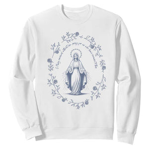 Marian Catholic Sweatshirt Virgin Mary Catholic Floral Women Religious TS10 White Print Your Wear