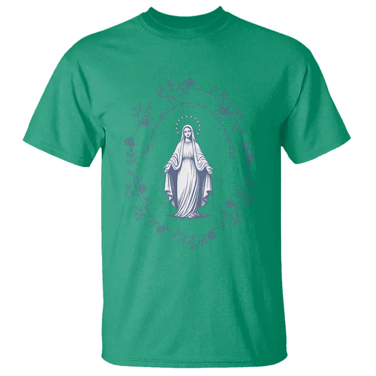 Marian Catholic T Shirt Virgin Mary Catholic Floral Women Religious TS10 Irish Green Print Your Wear
