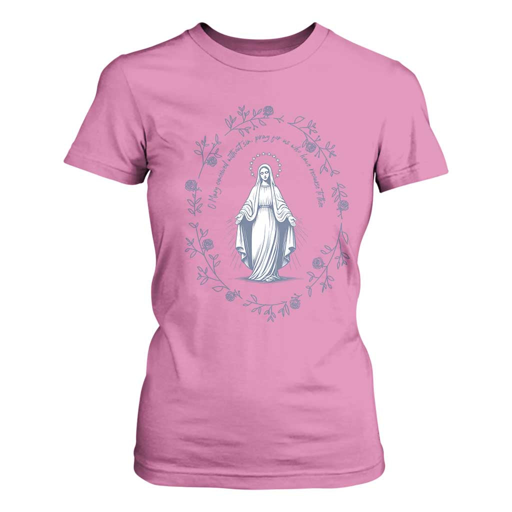 Marian Catholic T Shirt For Women Virgin Mary Catholic Floral Women Religious TS10 Azalea Print Your Wear