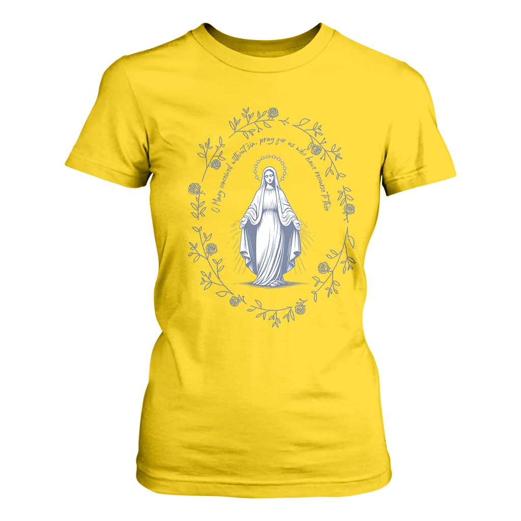 Marian Catholic T Shirt For Women Virgin Mary Catholic Floral Women Religious TS10 Daisy Print Your Wear