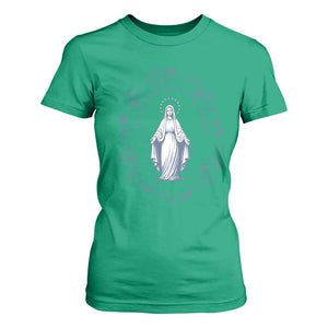 Marian Catholic T Shirt For Women Virgin Mary Catholic Floral Women Religious TS10 Irish Green Print Your Wear