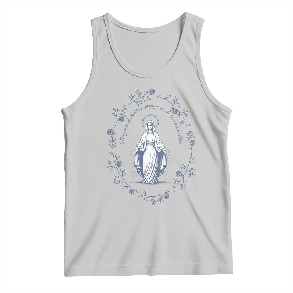 Marian Catholic Tank Top Virgin Mary Catholic Floral Women Religious TS10 Ash Print Your Wear