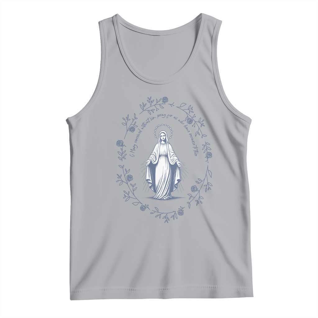 Marian Catholic Tank Top Virgin Mary Catholic Floral Women Religious TS10 Athletic Heather Print Your Wear