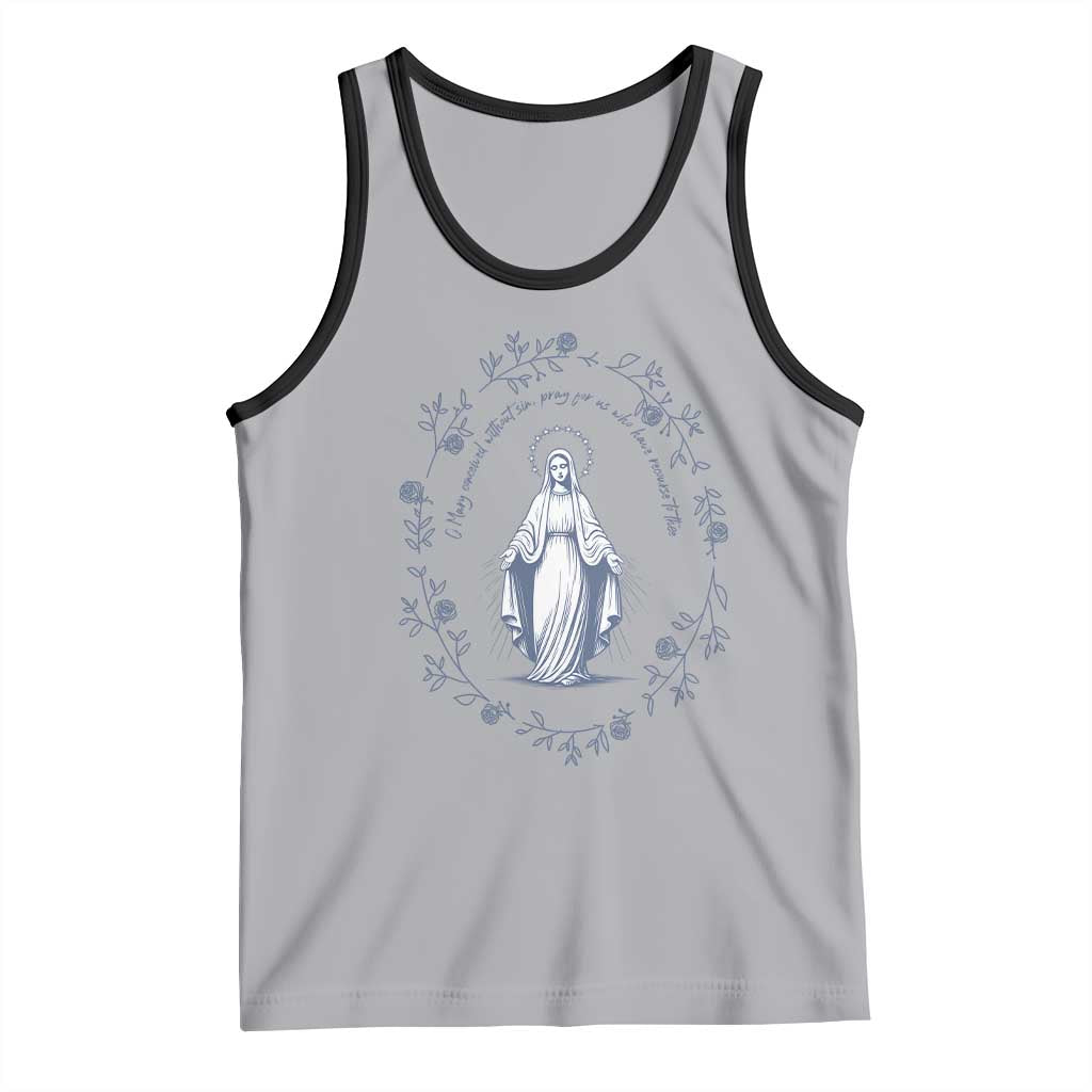 Marian Catholic Tank Top Virgin Mary Catholic Floral Women Religious TS10 Athletic Heather Black Print Your Wear