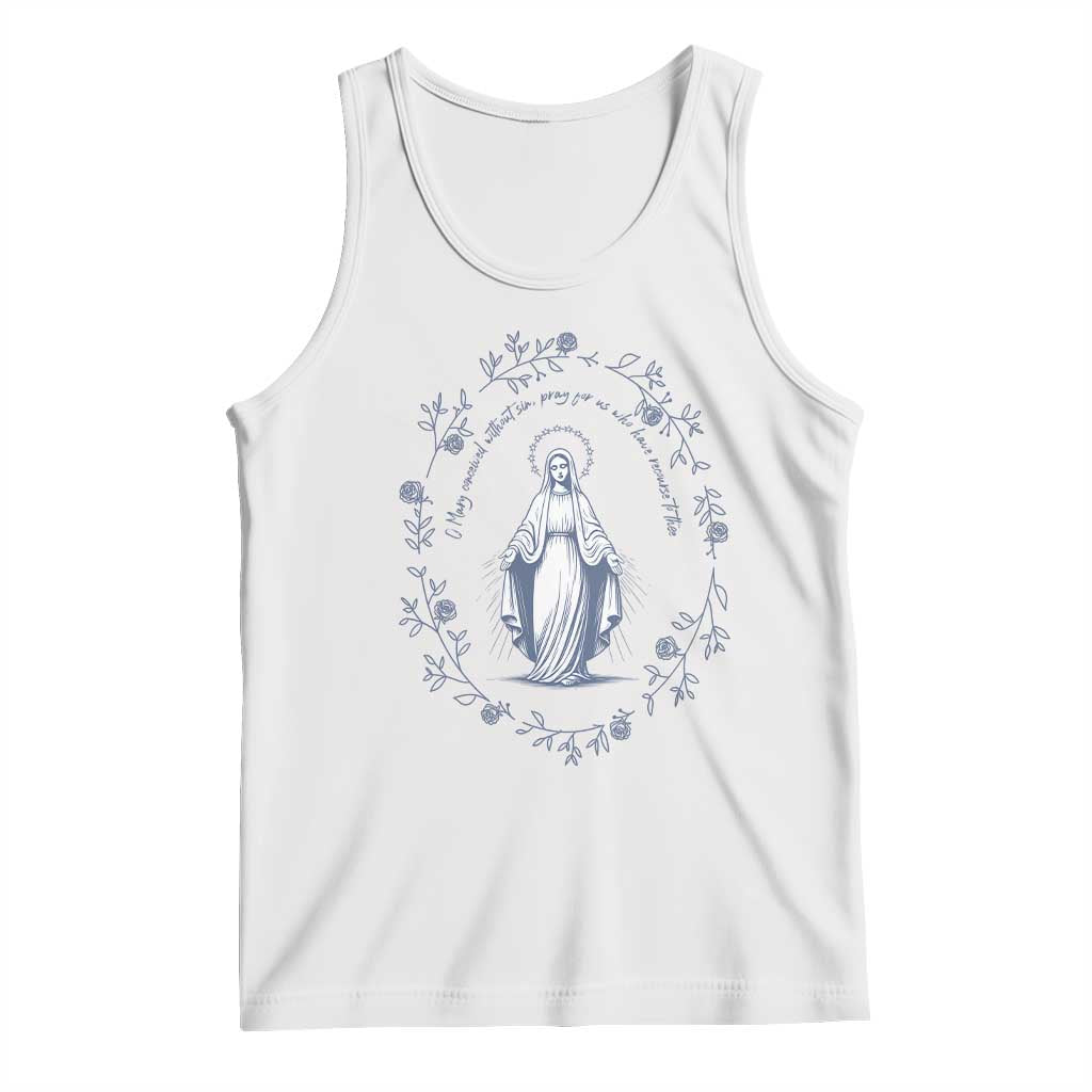 Marian Catholic Tank Top Virgin Mary Catholic Floral Women Religious TS10 White Print Your Wear