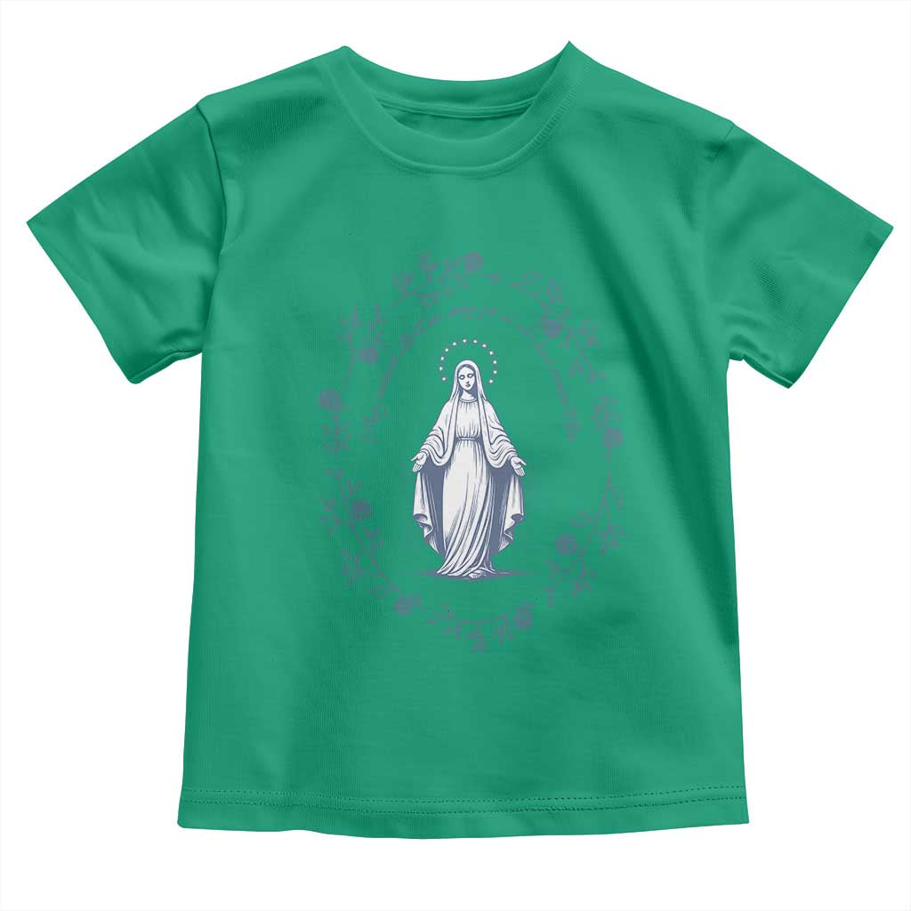 Marian Catholic Toddler T Shirt Virgin Mary Catholic Floral Women Religious TS10 Irish Green Print Your Wear