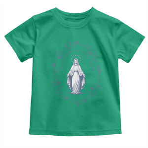 Marian Catholic Toddler T Shirt Virgin Mary Catholic Floral Women Religious TS10 Irish Green Print Your Wear