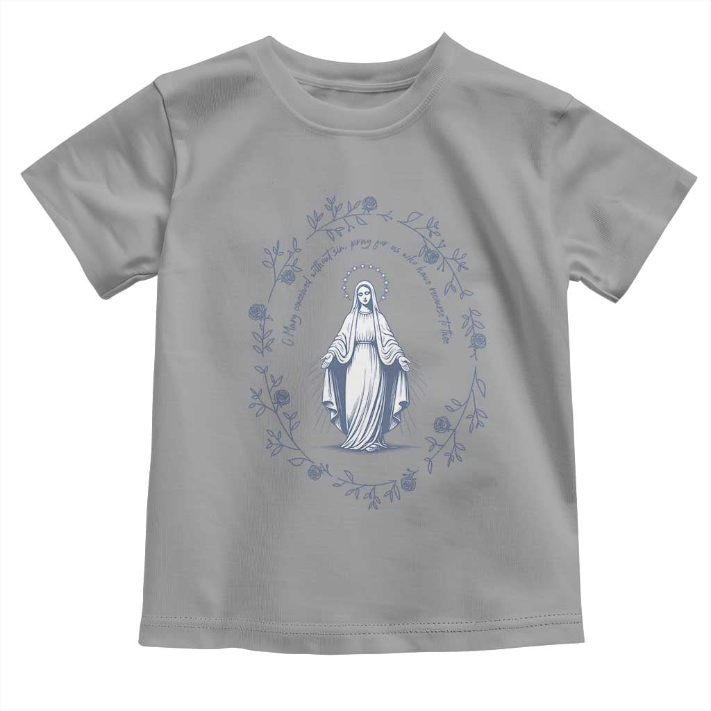 Marian Catholic Toddler T Shirt Virgin Mary Catholic Floral Women Religious TS10 Sport Gray Print Your Wear