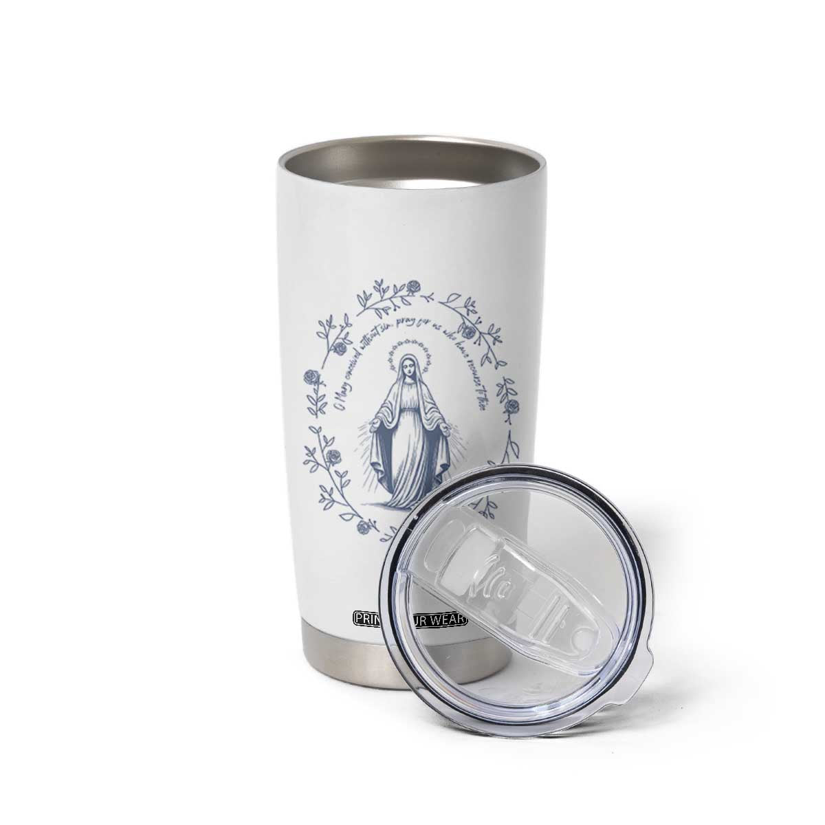 Marian Catholic Tumbler Cup Virgin Mary Catholic Floral Women Religious TS10 Print Your Wear
