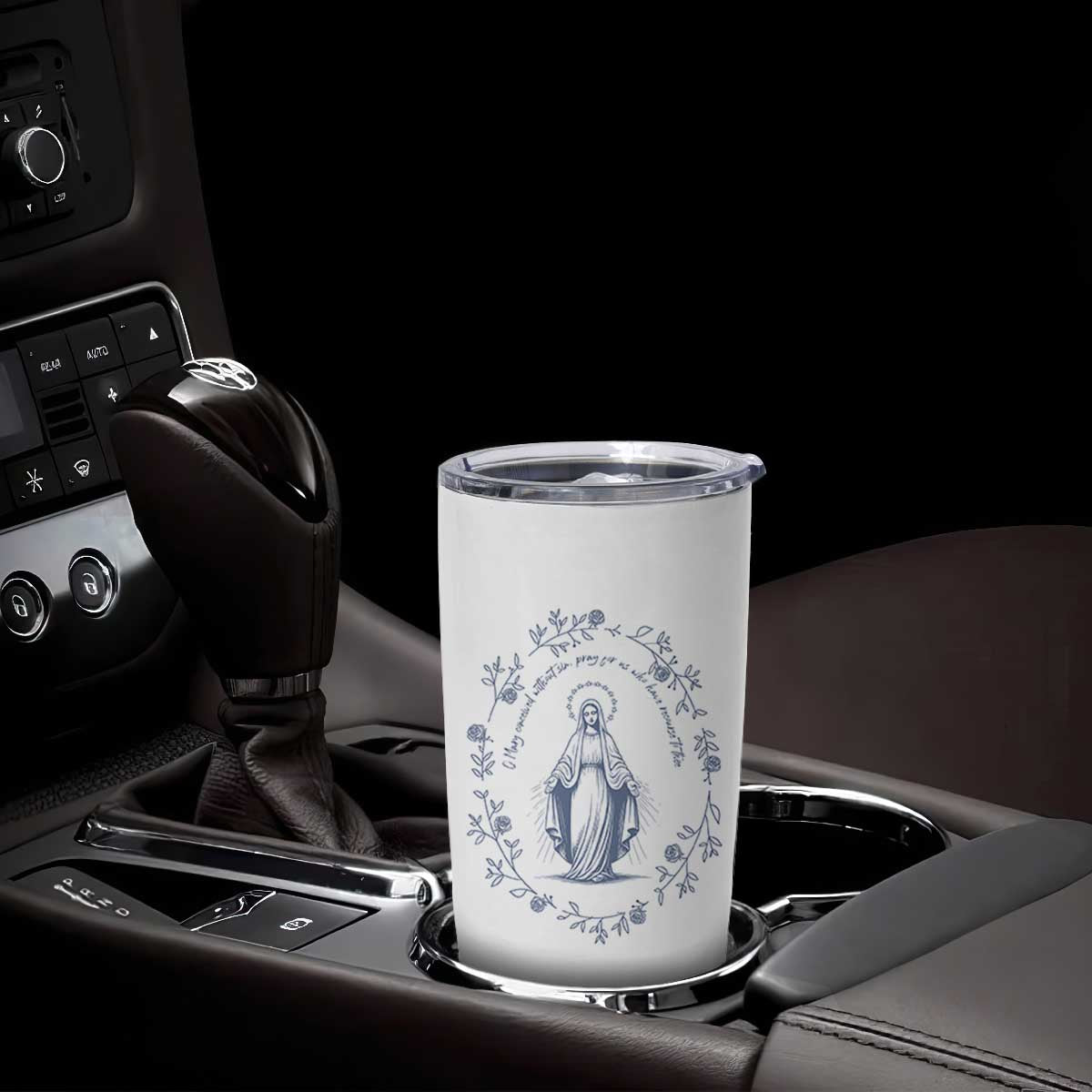 Marian Catholic Tumbler Cup Virgin Mary Catholic Floral Women Religious TS10 Print Your Wear