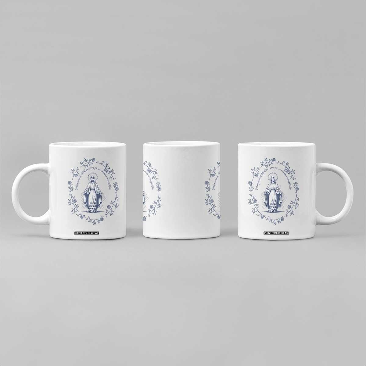 Marian Catholic Coffee Mug Virgin Mary Catholic Floral Women Religious TS10 Print Your Wear