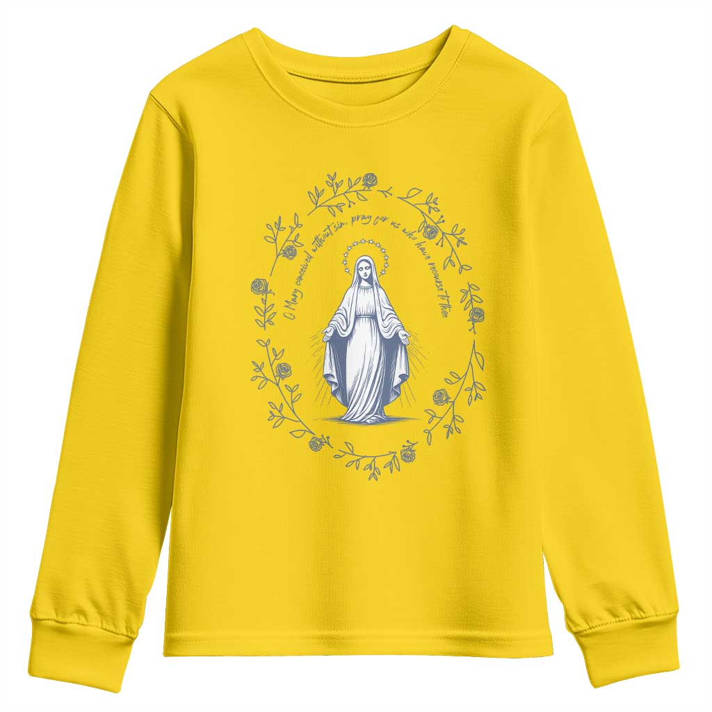 Marian Catholic Youth Sweatshirt Virgin Mary Catholic Floral Women Religious TS10 Daisy Print Your Wear