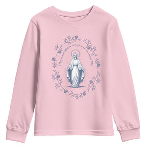 Marian Catholic Youth Sweatshirt Virgin Mary Catholic Floral Women Religious TS10 Light Pink Print Your Wear