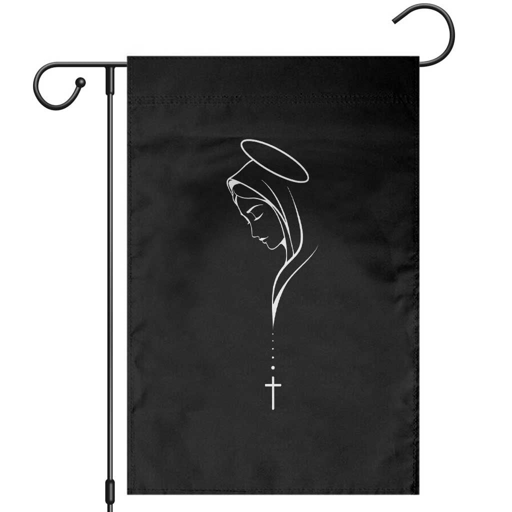 Virgin Mary Garden Flag Minimalist Marian Catholic Holy Mother Cross TS10 Black Print Your Wear