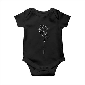 Virgin Mary Baby Onesie Minimalist Marian Catholic Holy Mother Cross TS10 Black Print Your Wear