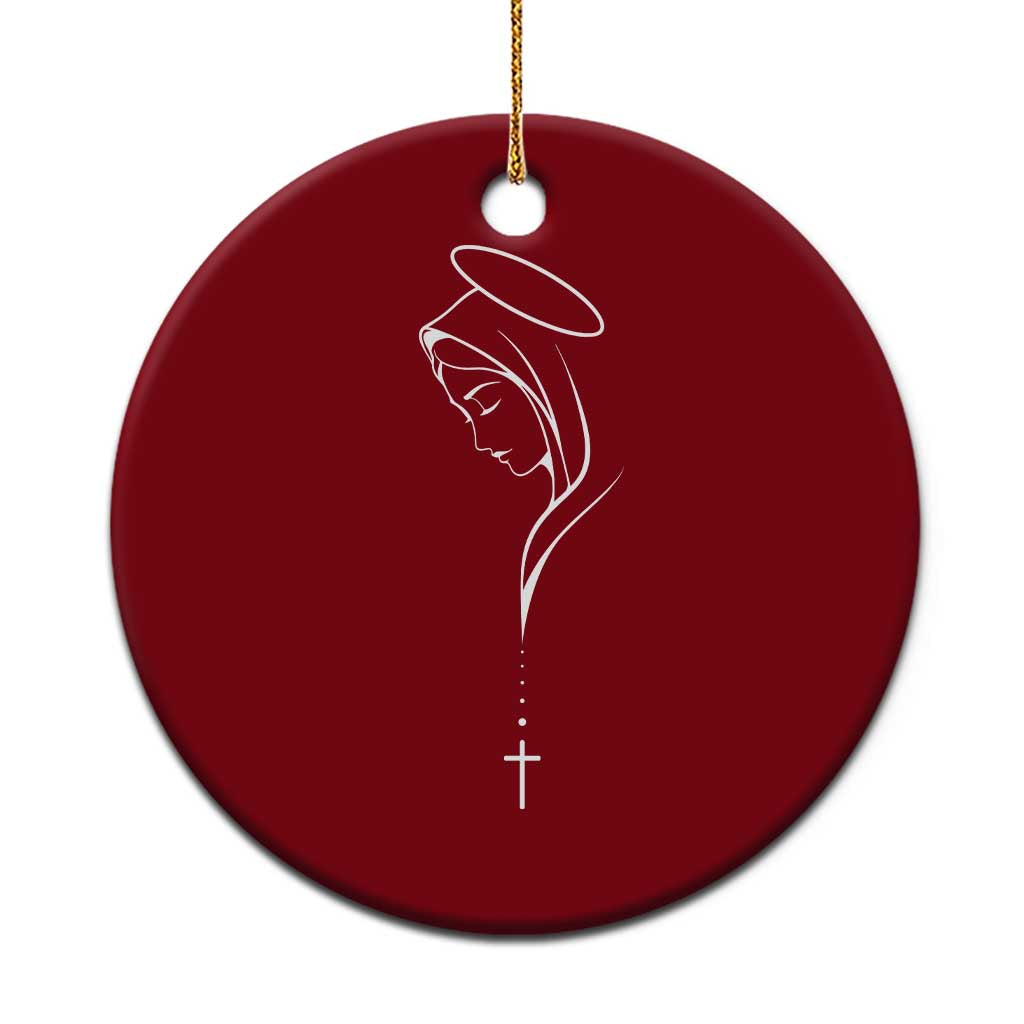 Virgin Mary Ceramic Ornament Minimalist Marian Catholic Holy Mother Cross TS10 1pc Red Print Your Wear
