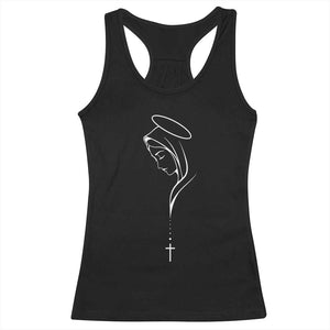 Virgin Mary Racerback Tank Top Minimalist Marian Catholic Holy Mother Cross TS10 Black Print Your Wear