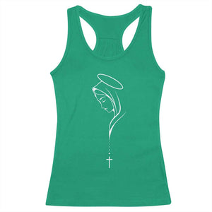 Virgin Mary Racerback Tank Top Minimalist Marian Catholic Holy Mother Cross TS10 Irish Green Print Your Wear