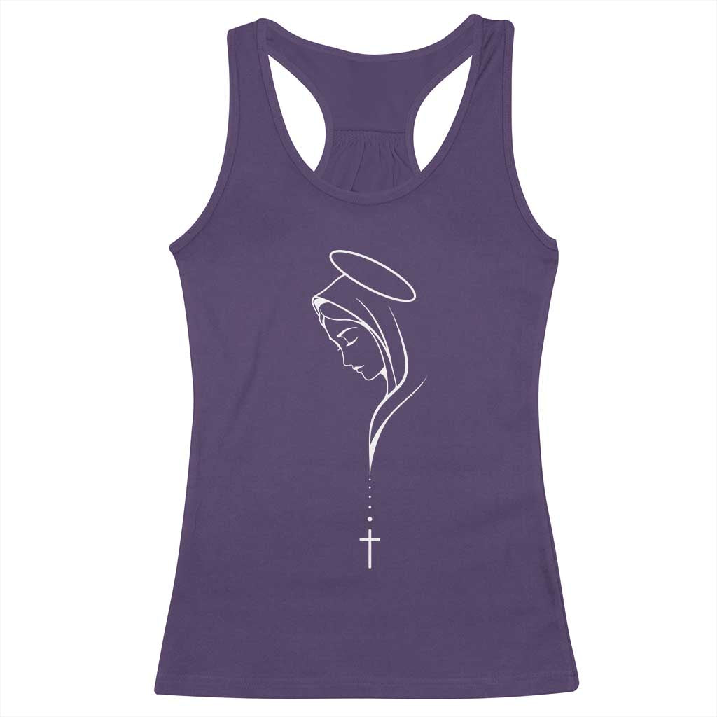 Virgin Mary Racerback Tank Top Minimalist Marian Catholic Holy Mother Cross TS10 Purple Print Your Wear