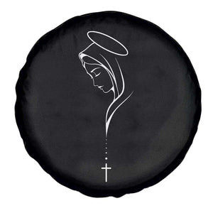 Virgin Mary Spare Tire Cover Minimalist Marian Catholic Holy Mother Cross TS10 Print Your Wear