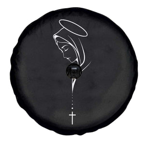 Virgin Mary Spare Tire Cover Minimalist Marian Catholic Holy Mother Cross TS10 Print Your Wear