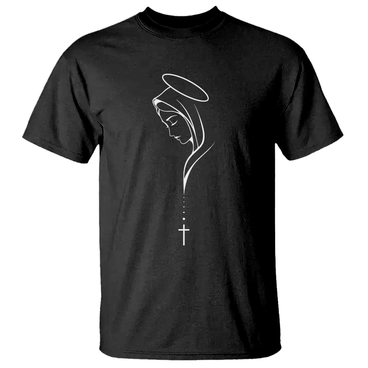 Virgin Mary T Shirt Minimalist Marian Catholic Holy Mother Cross TS10 Black Print Your Wear
