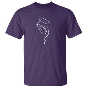 Virgin Mary T Shirt Minimalist Marian Catholic Holy Mother Cross TS10 Purple Print Your Wear