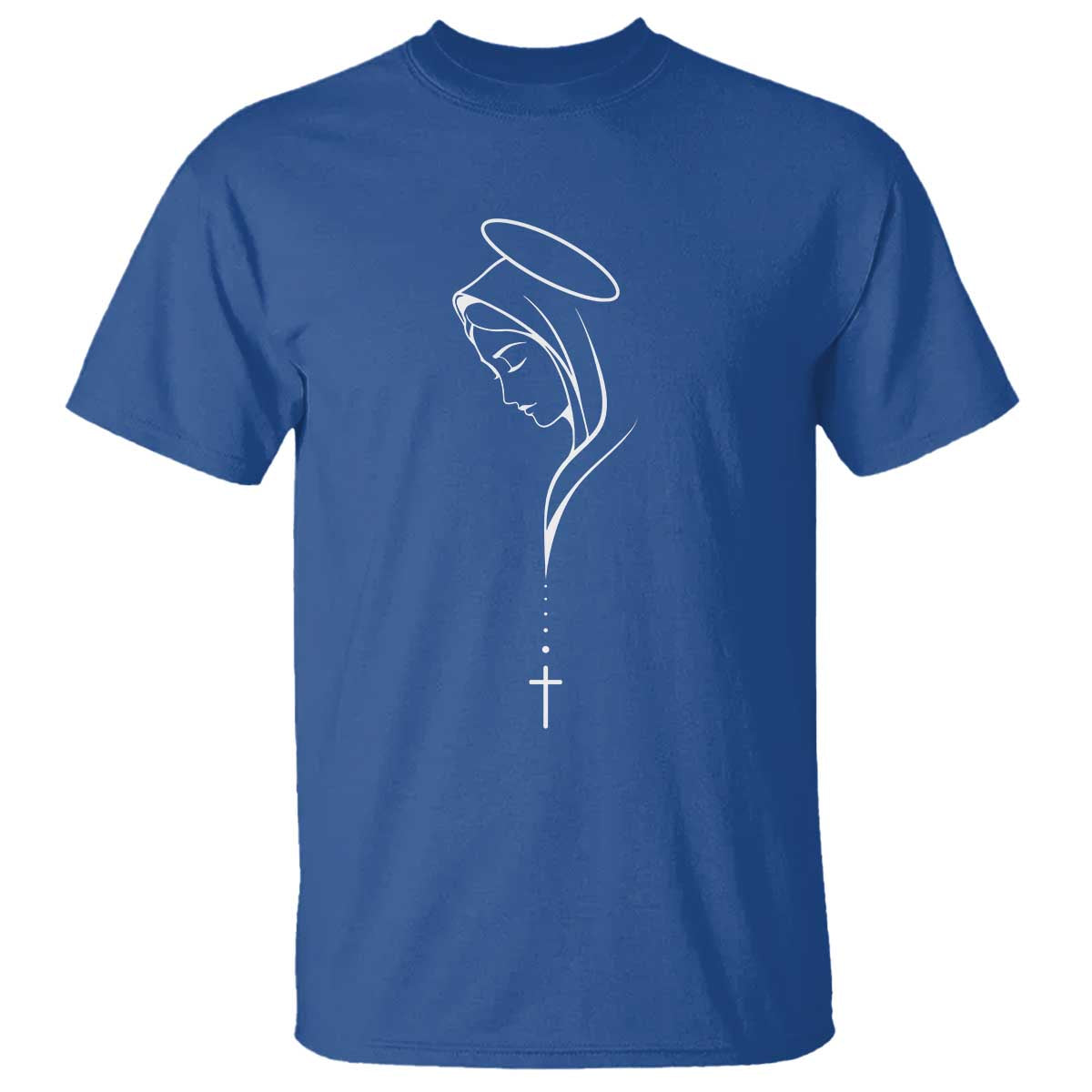 Virgin Mary T Shirt Minimalist Marian Catholic Holy Mother Cross TS10 Royal Blue Print Your Wear