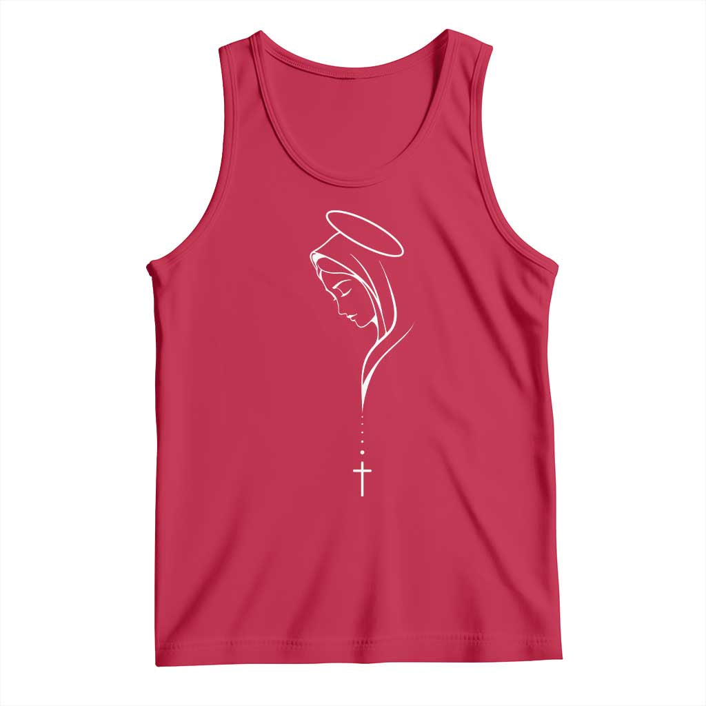Virgin Mary Tank Top Minimalist Marian Catholic Holy Mother Cross TS10 Red Print Your Wear
