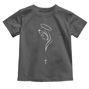 Virgin Mary Toddler T Shirt Minimalist Marian Catholic Holy Mother Cross TS10 Dark Heather Print Your Wear