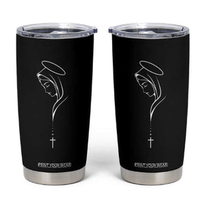 Virgin Mary Tumbler Cup Minimalist Marian Catholic Holy Mother Cross TS10 Black Print Your Wear