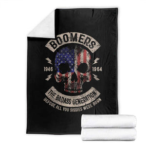 Boomers Generation Throw Blanket Before All You Sissie Were Born Skull USA Flag TS10 Black Print Your Wear