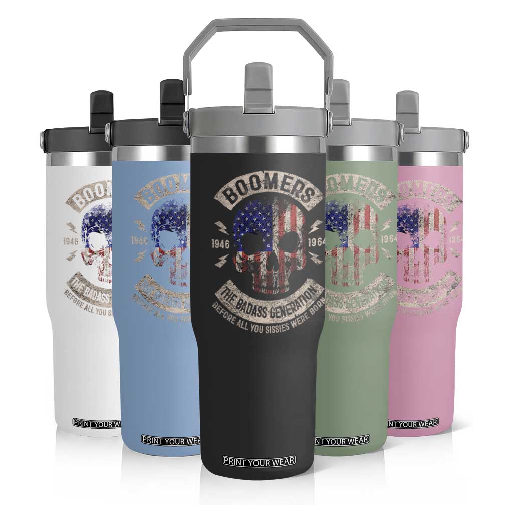 Boomers Generation Flip Straw Tumbler Before All You Sissie Were Born Skull USA Flag TS10 Print Your Wear