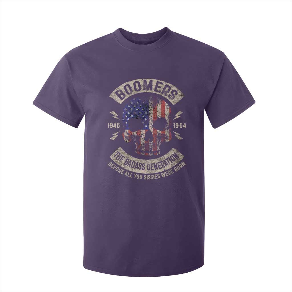 Boomers Generation T Shirt For Kid Before All You Sissie Were Born Skull USA Flag TS10 Purple Print Your Wear