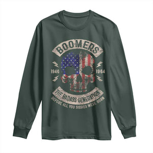 Boomers Generation Long Sleeve Shirt Before All You Sissie Were Born Skull USA Flag TS10 Dark Forest Green Print Your Wear