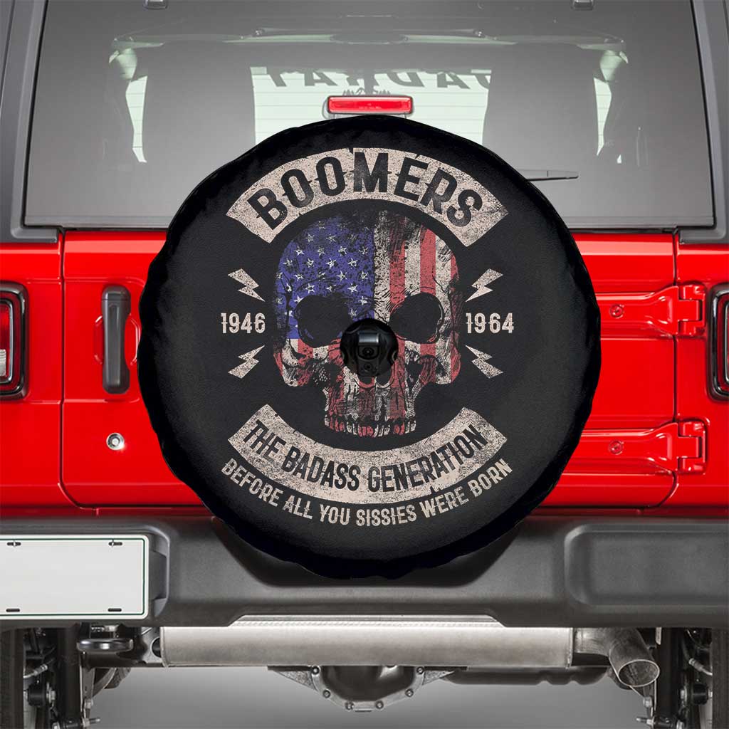 Boomers Generation Spare Tire Cover Before All You Sissie Were Born Skull USA Flag TS10 Black Print Your Wear