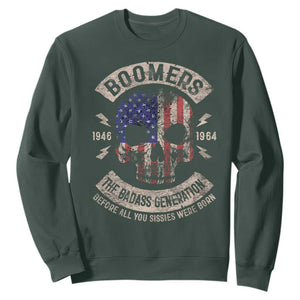 Boomers Generation Sweatshirt Before All You Sissie Were Born Skull USA Flag TS10 Dark Forest Green Print Your Wear