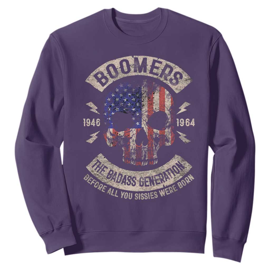 Boomers Generation Sweatshirt Before All You Sissie Were Born Skull USA Flag TS10 Purple Print Your Wear