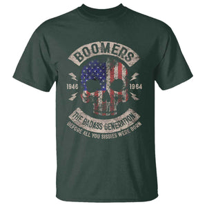 Boomers Generation T Shirt - Before All You Sissies Were Born Skull USA Flag Tee TS10 Dark Forest Green Print Your Wear