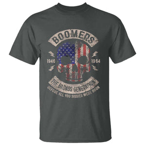 Boomers Generation T Shirt - Before All You Sissies Were Born Skull USA Flag Tee TS10 Dark Heather Print Your Wear