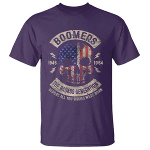 Boomers Generation T Shirt - Before All You Sissies Were Born Skull USA Flag Tee TS10 Purple Print Your Wear