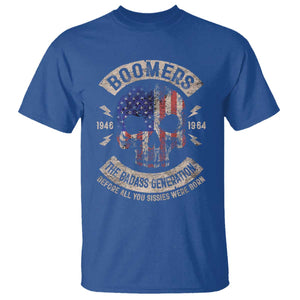 Boomers Generation T Shirt - Before All You Sissies Were Born Skull USA Flag Tee TS10 Royal Blue Print Your Wear