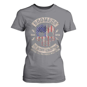 Boomers Generation T Shirt For Women Before All You Sissie Were Born Skull USA Flag TS10 Charcoal Print Your Wear
