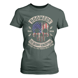 Boomers Generation T Shirt For Women Before All You Sissie Were Born Skull USA Flag TS10 Dark Forest Green Print Your Wear