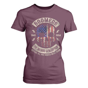 Boomers Generation T Shirt For Women Before All You Sissie Were Born Skull USA Flag TS10 Maroon Print Your Wear